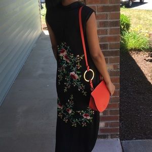 Zara long black tunic with embroidery